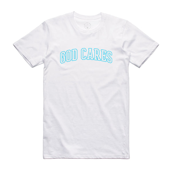 God Cares Valor Ocean Blue Font T-Shirt